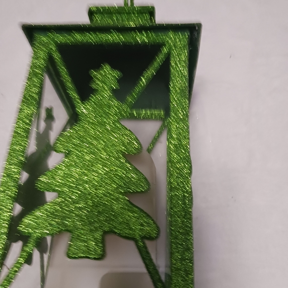 Christmas 13" Lantern w Green Glitter - Picture 2 of 5